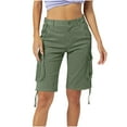 thumbnail image 2 of LAJPXKHY Womens Cargo Shorts Zipper Button Waist Straight Leg Knee Length Pants Summer Casual Outdoor Hiking Shorts with Multi Pockets, 2 of 7