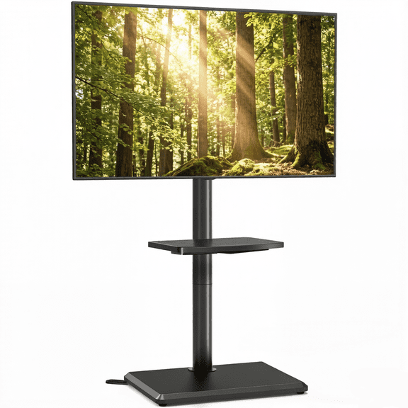 Universal Floor TV Stand for 32-60 Inch TVs, Swivel Tilt Height Adjustable Corner Stand with Shelves