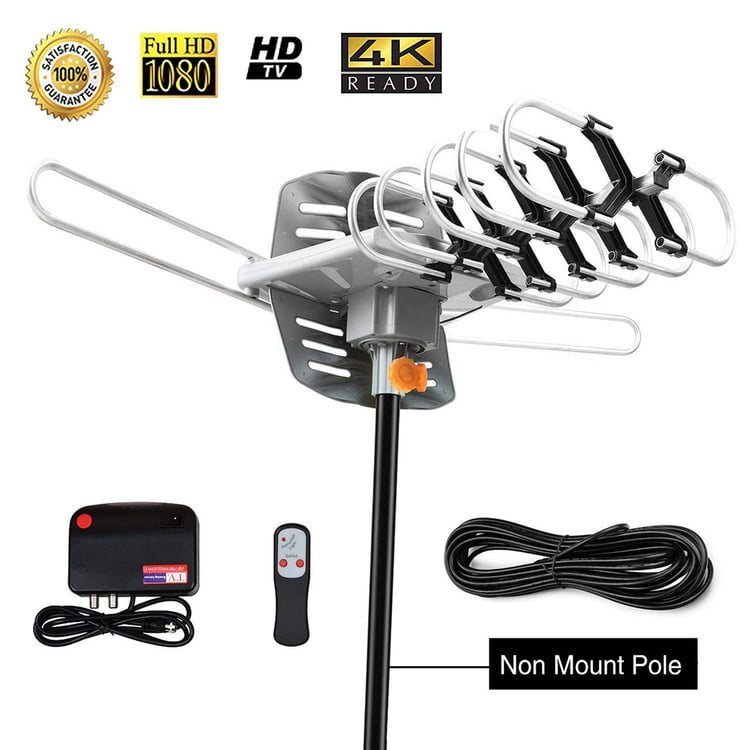 HDTV Antenna-Digital Amplified Indoor/Outdoor Antenna 150 Miles Range Support 4K 1080P & All New and Old TVS with Mounting Pole Powerful Signal Booster,33 ft Coax Cable 