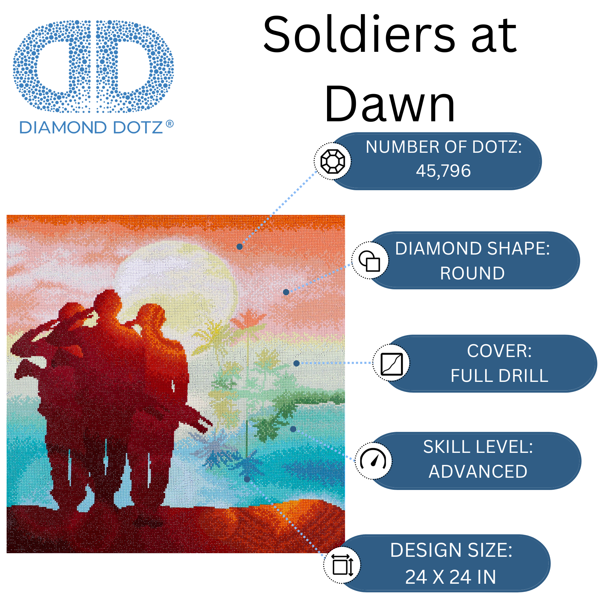 Diamond Dotz at Home Soldiers at Dawn Diamond Painting Kits for Adults - Diamond Art Kits a Relaxing Creative Craft Kit with Dotz Gems 24x24