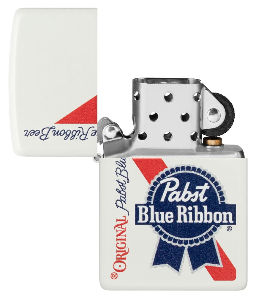 Zippo 48746 Pabst Blue Ribbon Design White Matte Windproof Lighter