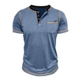 thumbnail image 4 of FRSASU Men's Henley Shirts Short Sleeve Casual Basic T-Shirts Fashion Classic Lightweight Button Tee Tops Light Blue, 4 of 6