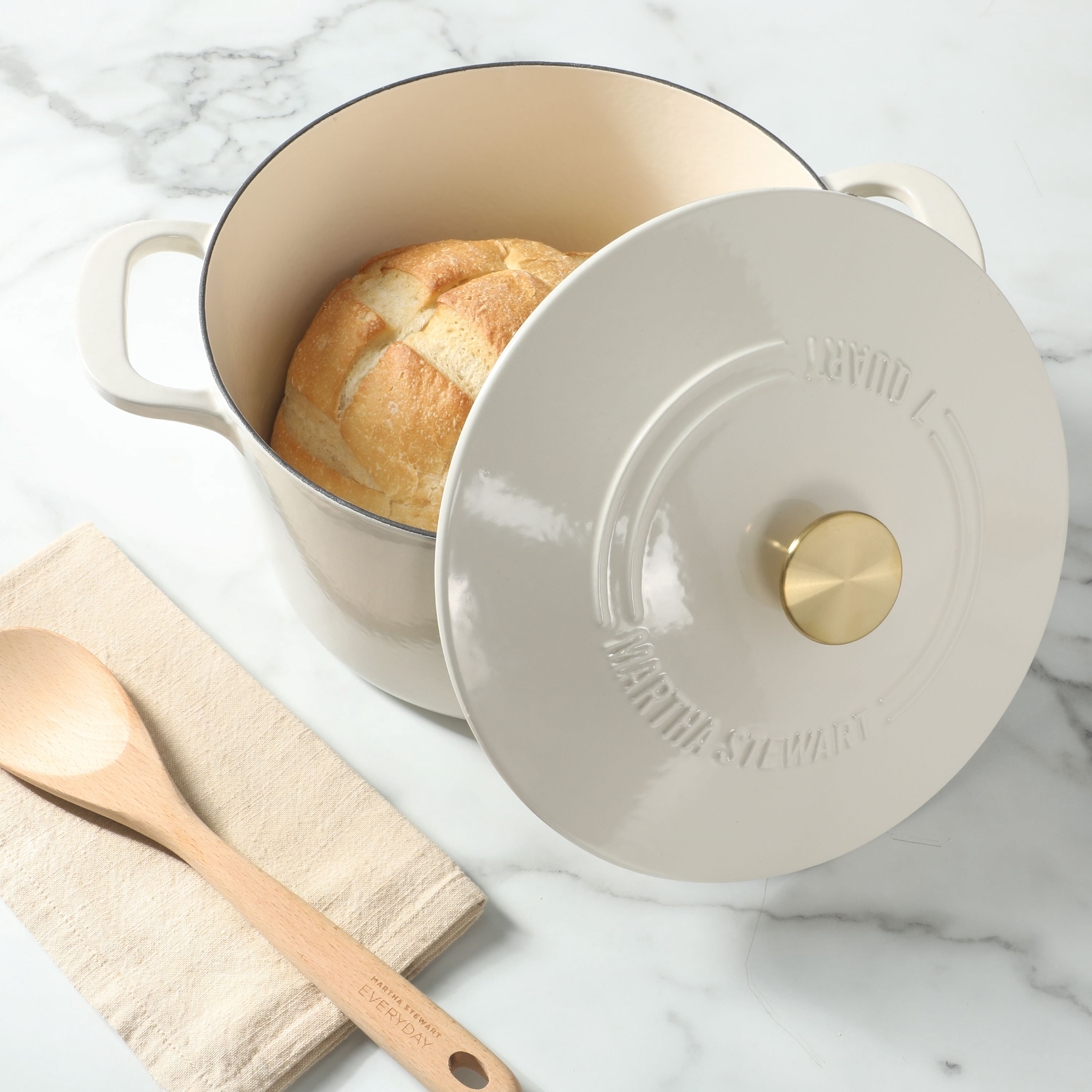 Martha Stewart Everyday Eastwick 7 Quart Enamel on Cast Iron Dutch Oven Linen