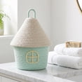 thumbnail image 5 of House Shaped Cotton Rope Storage Basket with Lid,Green, 5 of 6