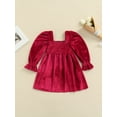 thumbnail image 2 of Kiapeise Toddler Baby Girl Velvet Dress Long Sleeve Lace Ruched Princess Dresses, 2 of 8