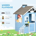 thumbnail image 4 of Outsunny Playhouse for Kids Outdoor, Country Style Wooden Playhouse with Flower Pot Holders, Door, Windows, Service Stations for 3-7 Years, Blue, 4 of 10