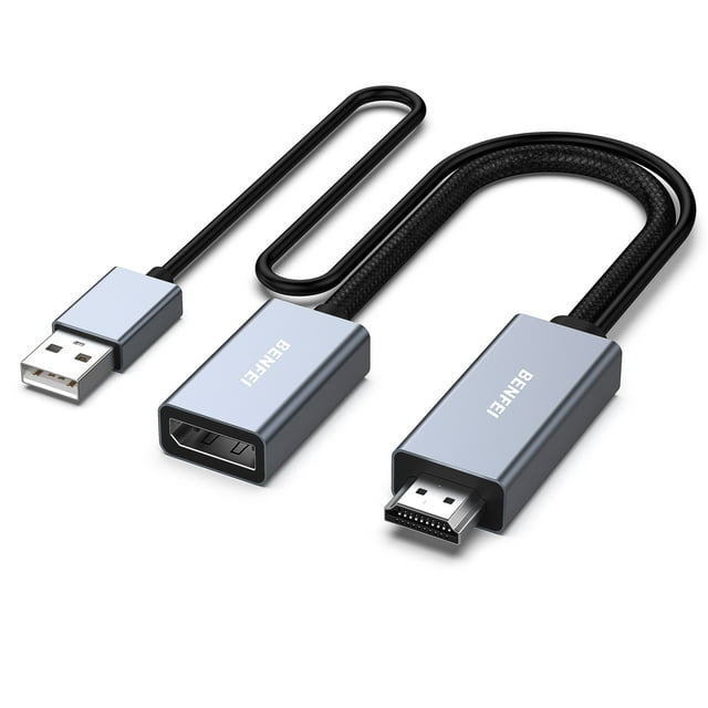 BENFEI Adaptateur HDMI vers DisplayPort, 4K@60Hz 2K@144Hz 1080P@165Hz, Gris