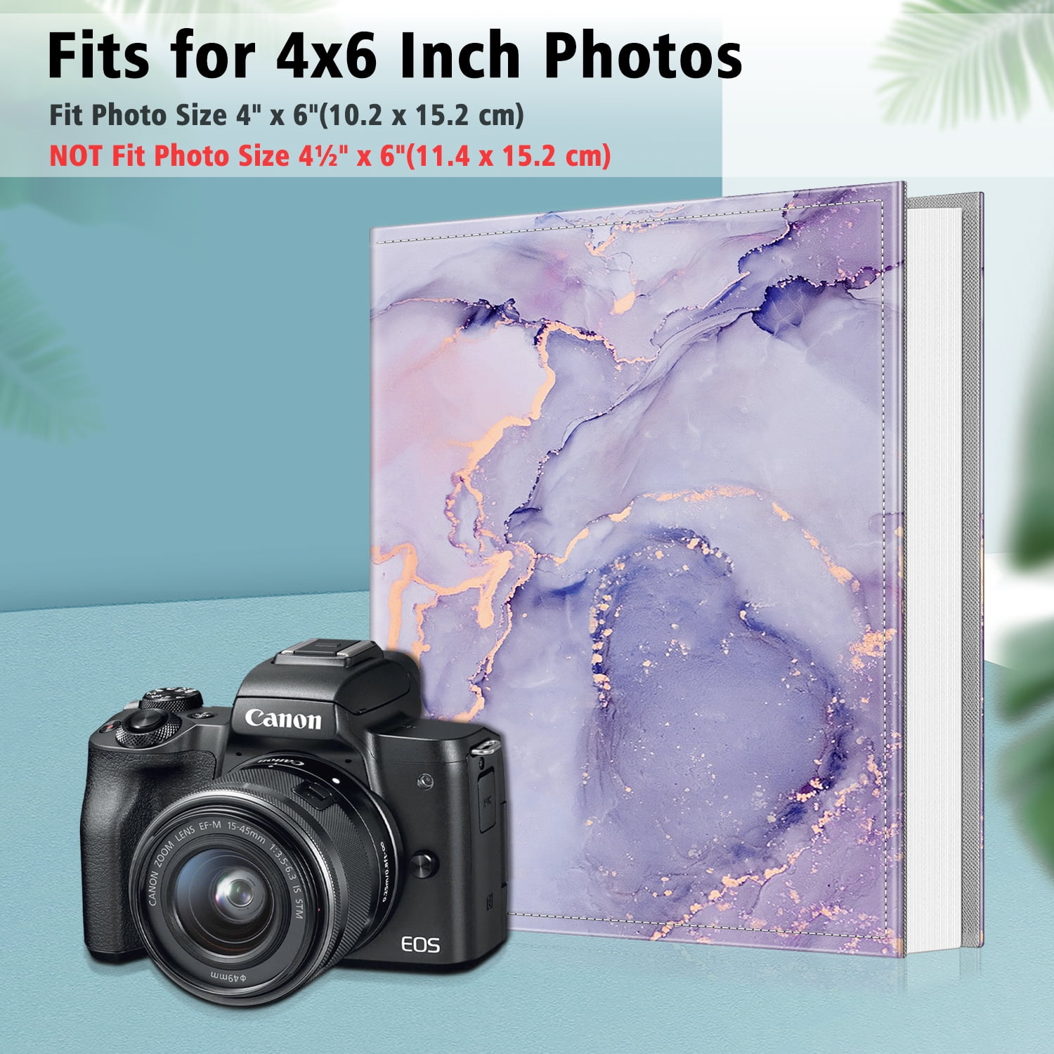 Fintie Photo Album 4x6 Photos - 300 Pockets Large Capacity Premium Vegan Leather Photo Book Cover for Family Wedding Anniversary Baby Vacation Pictures, Lilac Marble