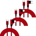 thumbnail image 1 of Cable USB-C 90° 60W Speed Red 3LI 3Pzas 3m USB-C Recto a 90° Rojo Rápida 60W 3A., 1 of 1
