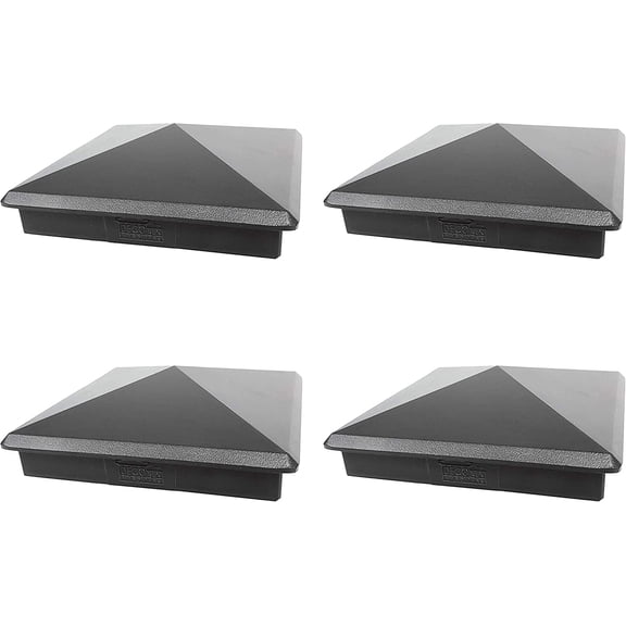 True 6" x 6" Heavy Duty Aluminium Pyramid Post Cap for True/Actual 6" x 6" Wood Posts - Black (4 Pack) (Works ONLY with Actual 6" x 6" Posts. Will NOT Work with Actual 5.5" x 5.5" Posts)