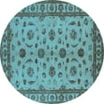 thumbnail image 1 of Ahgly Company Indoor Round Oriental Light Blue Industrial Area Rugs, 5' Round, 1 of 4
