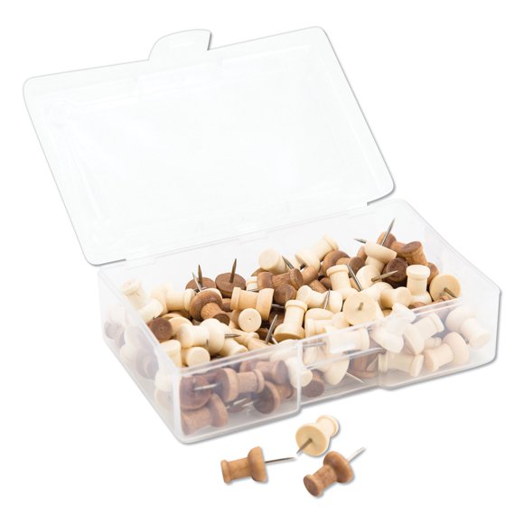 U Brands UBR3085U0624 0.375 in. Wood Fashion Push Pins, Assorted Color - Pack of 100