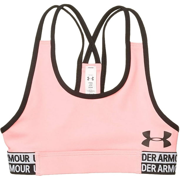 Under Armour Sports Bra XL Pink Padded Scoop Neck Stretch Cross Strap Back