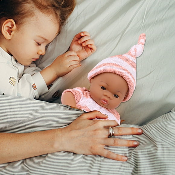 Sleeping Realistic Cute Doll Kids Toys 7-inch Mini Eye Closed Enamel Doll Toddler Girl Toys for 3+ Year Old Girls Gifts Pretend Play Party Favors Cyber_Monday