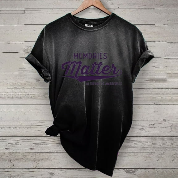 Alzheimer's Awareness T-Shirt - Memories Matter Support Graphic Tee, L, Black