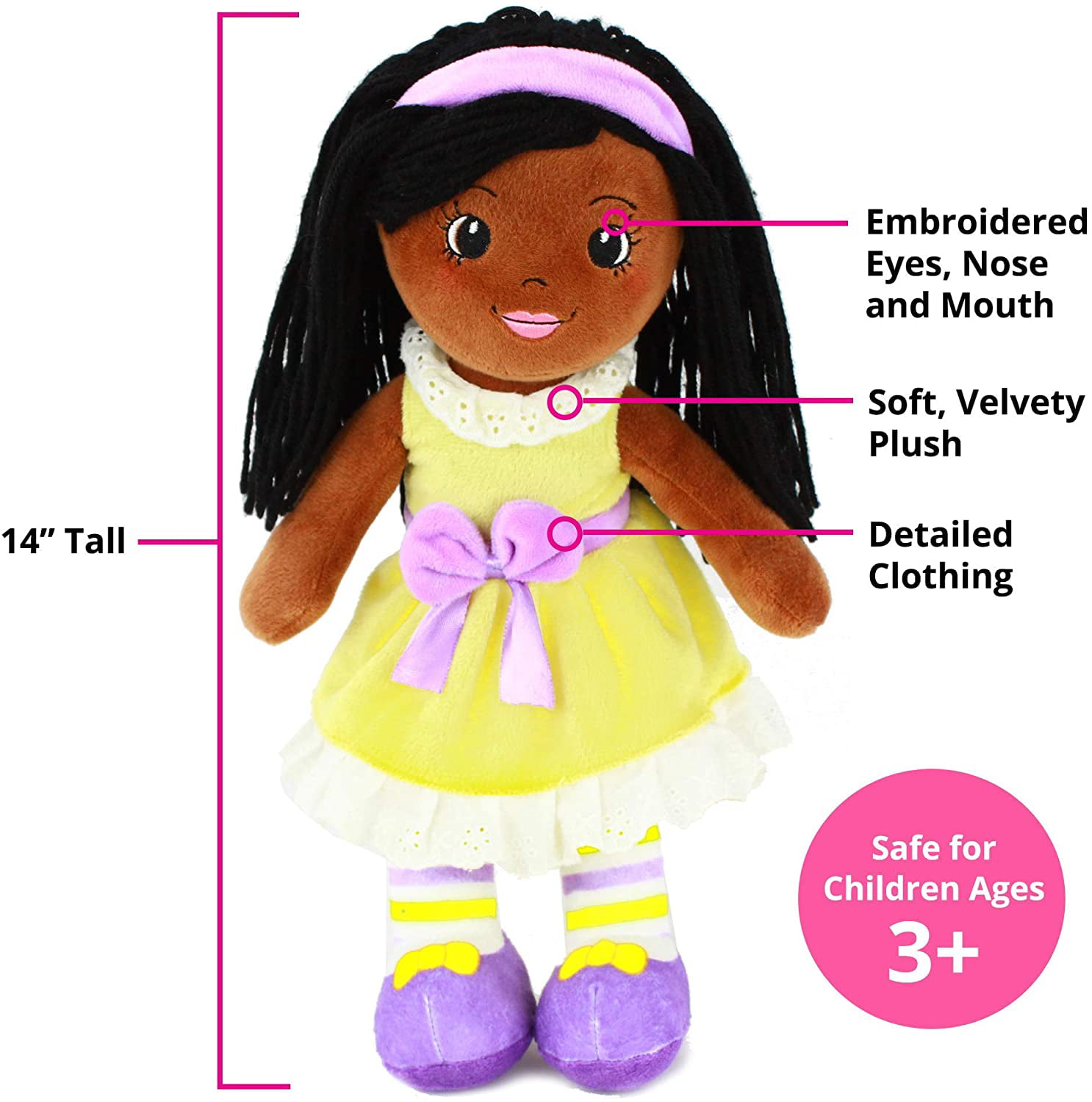 14” First Baby Doll for Kids Plush Baby Toy Julie The Salsa Dancer Playtime by Eimmie Soft Rag Doll Safe for All Ages 