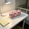 thumbnail image 5 of JHyouerji 1 Pack Cute Bowknot Cotton Pencil Case 8x4x3 Inch,Black Large Capacity Zipper Stationery Organizer for Office Travel, 5 of 8