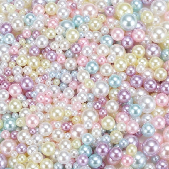 Uxcell 900Pcs Faux Pearl for Crafting, 3-8mm No Hole ABS Round Pearls for Home Decor, Multicolor