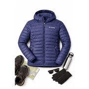 Columbia Men’s Lake II Down Hooded Jacket – Lightweight Puffer Coat, Blue, Size Small