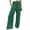 Dark Green, variant on CAIVO Women Linen Pants Summer Solid Color Stretch Smocked High Waist Wide Leg Casual with Elastic Cuffs and Pockets Long Trousers