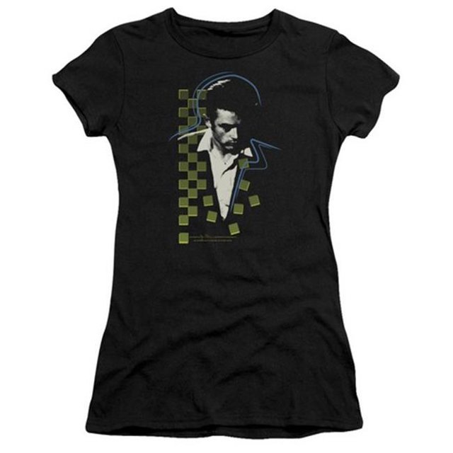 Dean-Checkered Darkness - Short Sleeve Junior Sheer Tee - Black, Medium