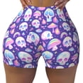 thumbnail image 2 of Picia Skull mushroom colorful Printed Workout Shorts for Women Seamless Scrunch Butt Lifting High Waisted Yoga Gym Booty Running Moisture-wicking Short Pants-Large, 2 of 9