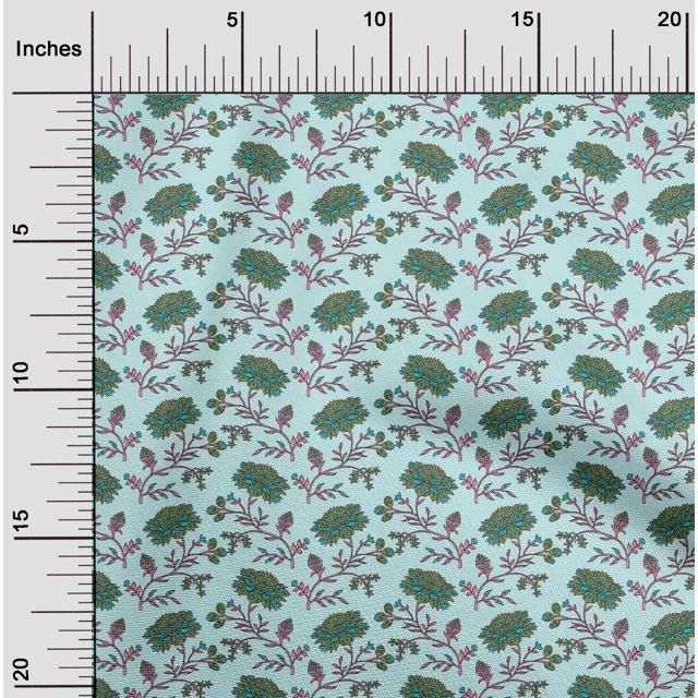 oneOone Cotton Poplin Fabric Leaves & Floral Block Decor Fabric Printed BTY 56 Inch Wide
