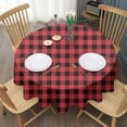 thumbnail image 3 of Red and White Checkered Pattern Round Tablecloth 60"x60",Wrinkle Wipeable Table Cloth for Kitchen Dining Room Picnic Patio Party, 3 of 6