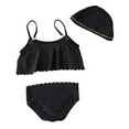 thumbnail image 4 of Styles I Love Little Girls Rainbow Scalloped Edging Bikini Swimsuit with Swim Hat 3pcs Bathing Suit Beach Swimwear, 4 of 12