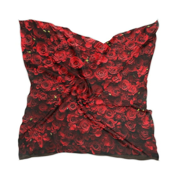 Wall Of Red Roses Women's Fashion Soft Scarf Square Satin Head Scarf Neck Scarf Head Hair Wraps