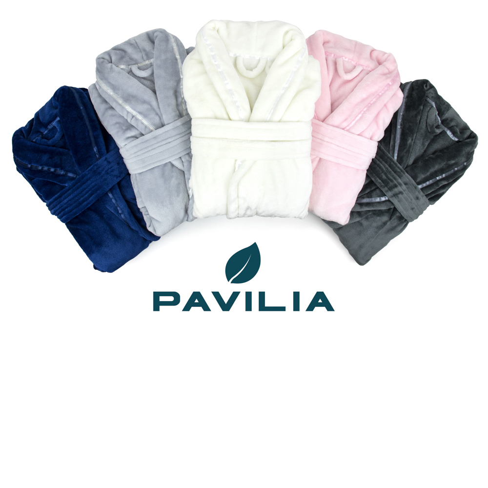 PAVILIA Plush Robe For Women, Pink Fluffy Soft Bathrobe, Lightweight Fuzzy Warm Spa Robe, Cozy Fleece Long House Robe, Satin Trim, Large-XL - image 5 of 5