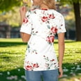thumbnail image 4 of Fznquz Short Sleeve Tops for Women Floral Summer T Shirts 2025 Crewneck Casual White T Shirts for Women, 4 of 5