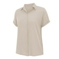 thumbnail image 5 of Weikingp Button Front Tops For Women Button Down Shirts For Women Button Down Shirts For Women Short Sleeve Linen Button Down Shirt Women Cotton Linen Tops For Women Beige L, 5 of 9