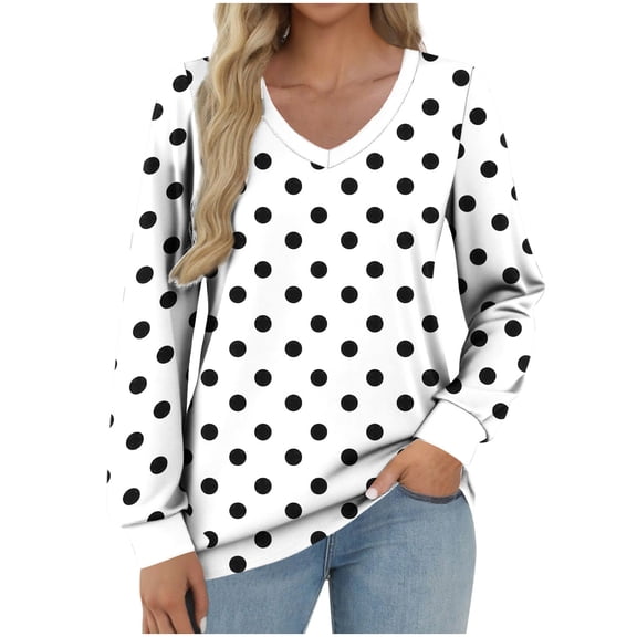 Lmnyox V Neck Long Sleeve Shirts for Women Casual Dressy T Shirt Fashion Business Office Work Blouses Tops