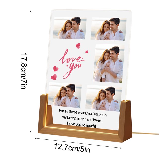 Specollect 4 Pcs Night Light, Acrylic LED Lamp with Multiple Images, Anniversary Birthday Gift for Couples, Romantic Bedroom Decor, Warm Light 5in