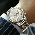 thumbnail image 6 of OLEVS Watches for Men, Mens Watches Quartz Gold Stainless Steel Waterproof Luminous Business Calendar Wrist Watch reloj para hombre White Dial, 6 of 12