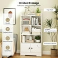 thumbnail image 4 of Giantex 4-Tier Bookcase with Doors, Small Bookshelf with 5 Cubbies and 2 Cabinets, White Freestanding Bookshelf, 47.5" Wooden Storage Cabinet Organizer for Living Room, Bedroom, Study (White), 4 of 18