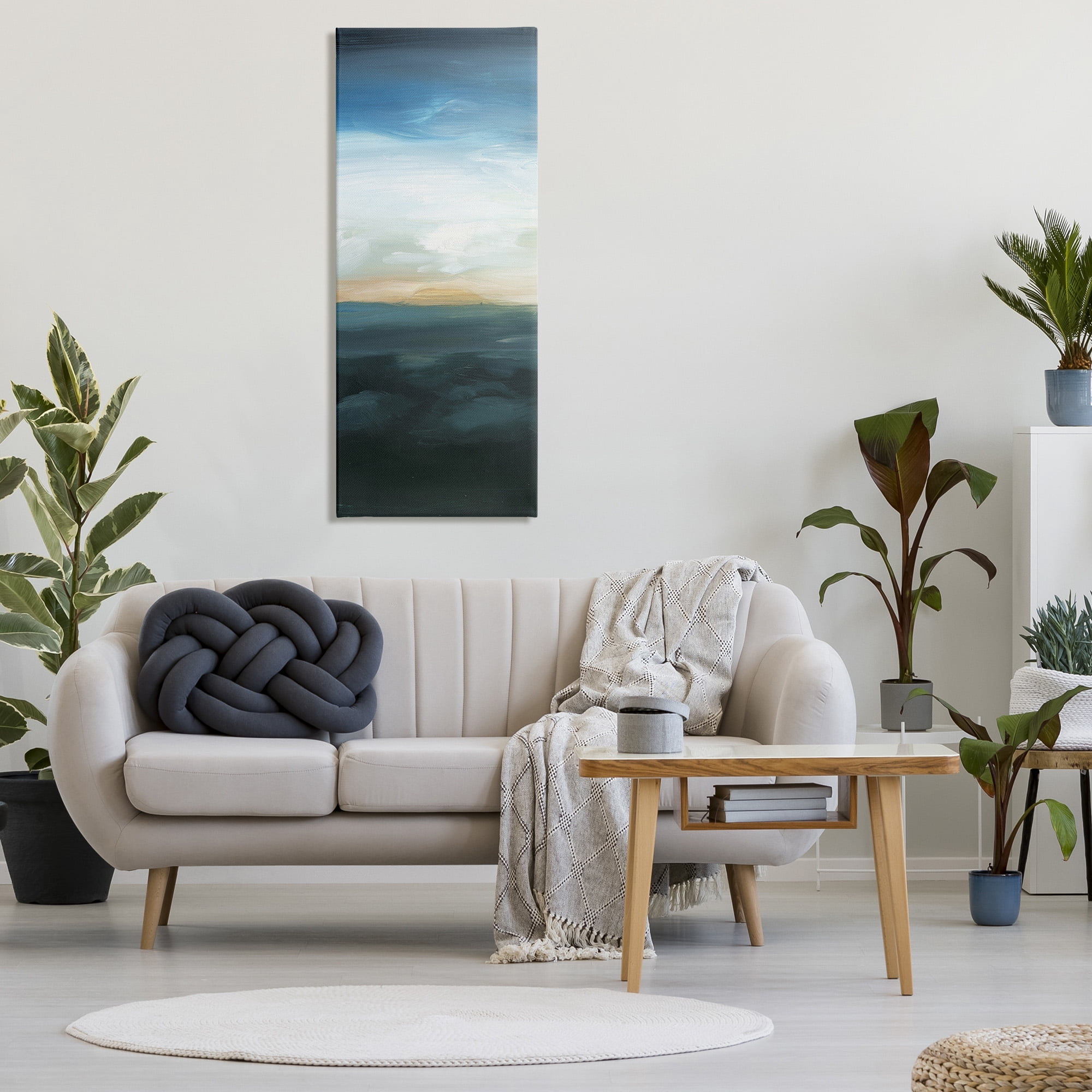 Stupell Industries Dark Abstract Sunrise Landscape Painting Gallery Wrapped Canvas Art Print Wall Art, 20 x 48