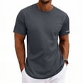 thumbnail image 5 of Betivan Men Crew Neck Tops Short Sleeves Solid Thin Breathable Casual Blouses Grunt Style Shirts for Men Breathable Daily Lounge Outdoor, 5 of 9