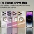 thumbnail image 7 of for iPhone 12 Pro Max Magnetic Glitter Case Compatible with MagSafe,Full Protection Slim Shockproof Anti-Scratch Case with Camera Lens Protector Logo View Dust-Proof Net for Women Pink, 7 of 7