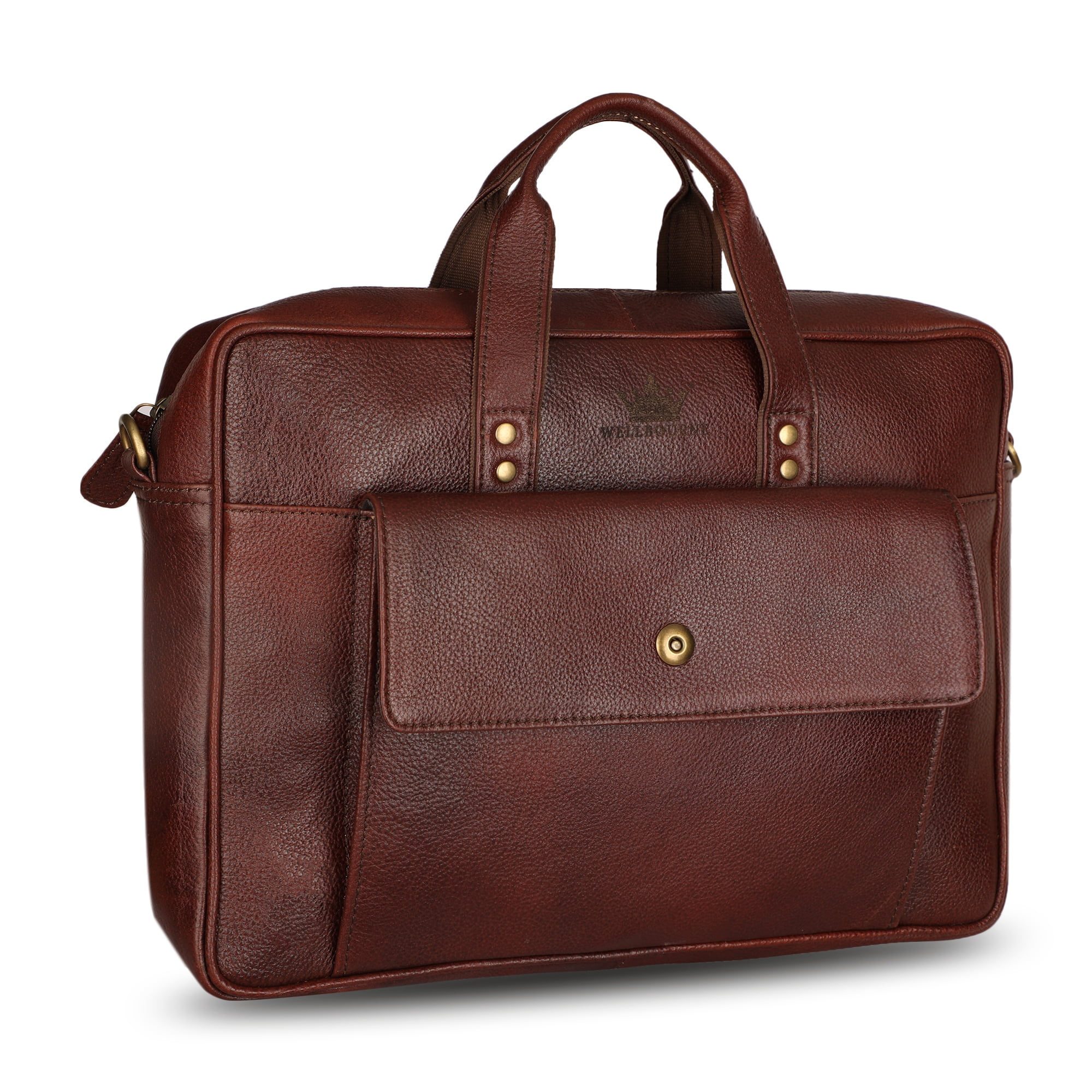 Wellbourne Sauve Cuer 14 Inch Leather Laptop Bag Crossbody messenger Handbag for Computer Perfect for Meetings Office Business Travel - Maroon