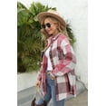 thumbnail image 3 of ONLYSHE Women Shacket Jacket Blouse with Pockets Flannel Plaid Top Shirt Coat Lapel Long Sleeve Tartan Outerwear, 3 of 8