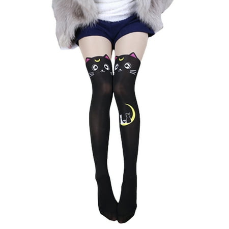 

Hopiumy Women Cute 3D Cartoon Cat Stockings Over Knee High Long Stockings Pantyhose