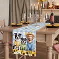 thumbnail image 2 of Table Runners 70 Inches Long Dress Scarves, Spring Dog Farmhouse Coffee/Dining/Kitchen Table Decor, Holiday Table Runner, Sunflower Daisy Botanical Blue Plaid 13x70 Inch, 2 of 9