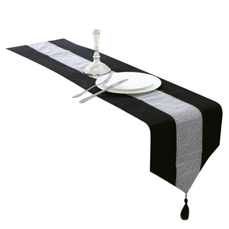 

JFY 180cm Striped Tablecloth Dining Table Runner Cover Tassel Holiday Meal Decor