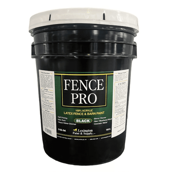 Lexington Fence Pro 100% Acrylic Latex Fence and Barn Paint, Black, 5 gal.