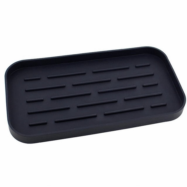 WHEANG Sink Strainer Bar Silicone Outflow Pad Drying Mat Dish Kitchen Thick Counter Deep Grooves Dry Filter Rack