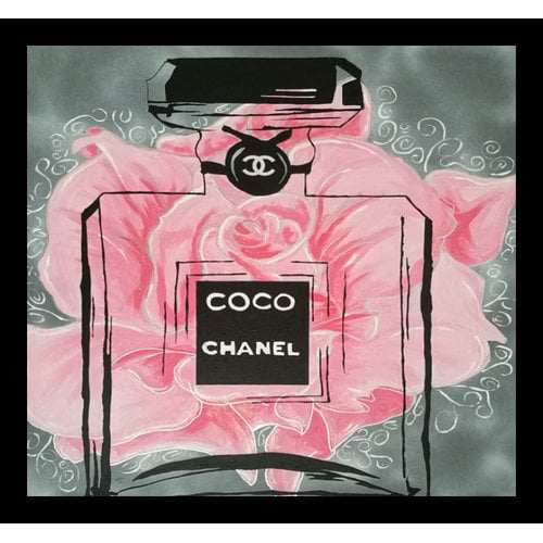 Vedhæft til Tomat notifikation FRAMED Pink Rose Floral Coco Chanel By PopArtQueen 24x24 Art Painting Print  - Walmart.com