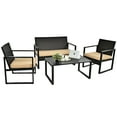 thumbnail image 4 of Gymax Ensemble de Mobilier d'Extérieur en Rotin Osier 4 Pcs, Ensemble de Conversation pour Patio avec Coussins, 4 of 10