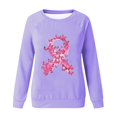 thumbnail image 4 of CLOISE Breast Cancer Sweatshirts for Women Breast Cancer Survivor Gifts Sweatshirt Butterfly Ribbon Pink Crewneck Long Sleeve Tops Cancer Support Hoodie Casual Pullover Shirts Fall Clothes Purple M, 4 of 4